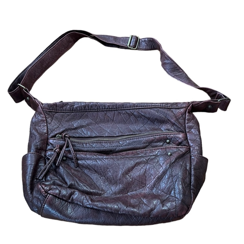 Textured Brown Crossbody Bag